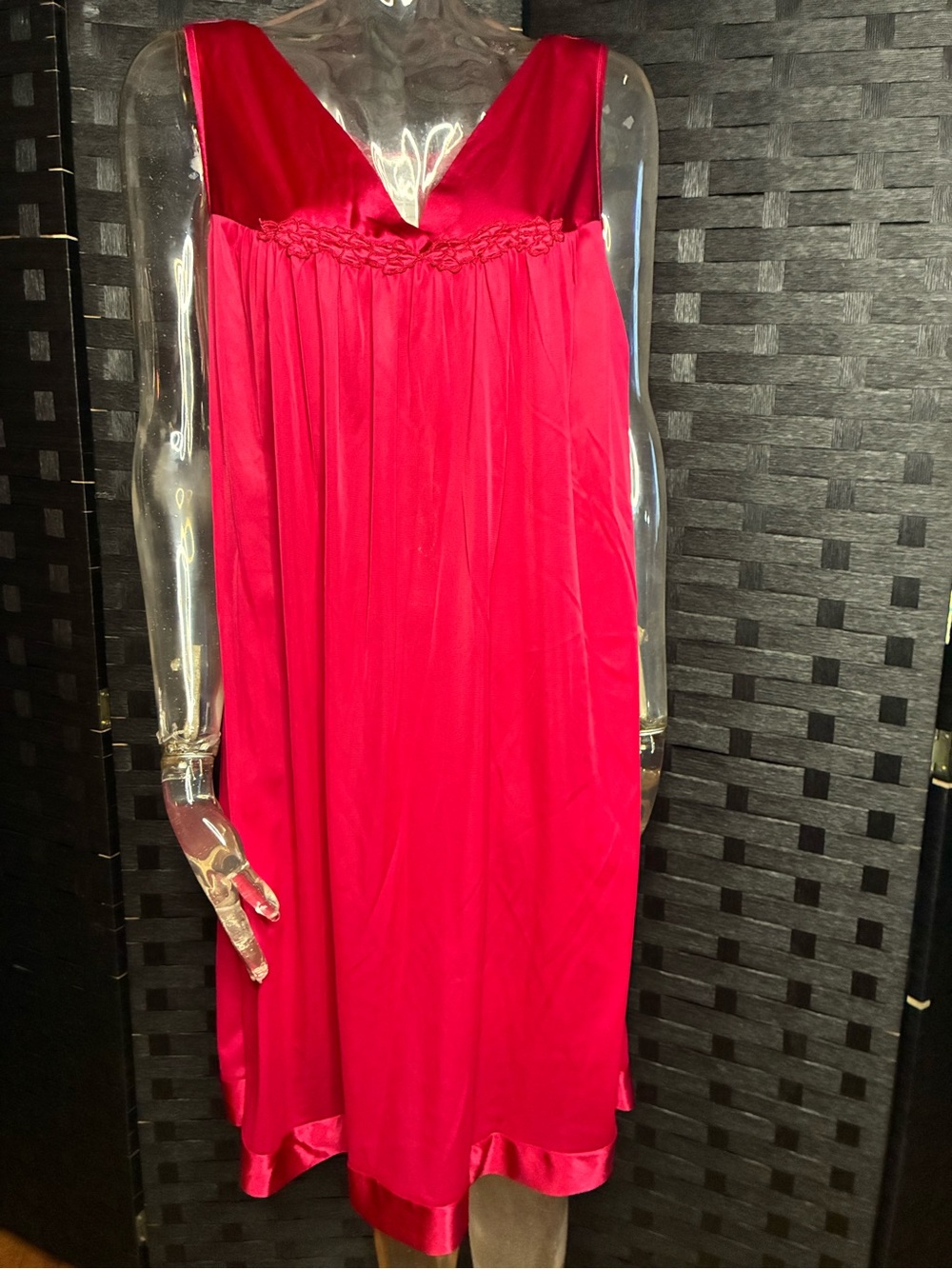 Vanity Fair Vintage Red Satin Nightgown Chemise